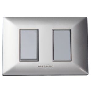 Interruptor doble placa plateada y teclas blancas