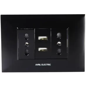 Enchufe doble + USB negro
